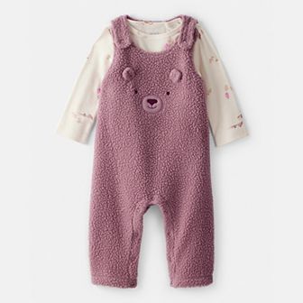 Baby Girl Carter's 2 pc Velour Overall & Long Sleeve Top Set