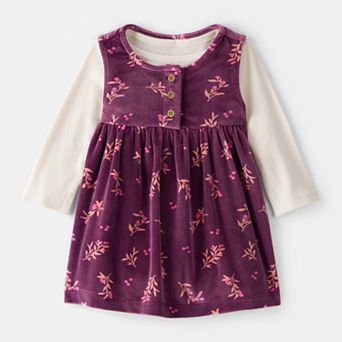 Baby Girls Carter's Floral Print Velour Sleeveless Dress Set
