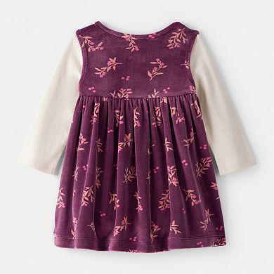 Baby Girls Carter's Floral Print Velour Sleeveless Dress Set