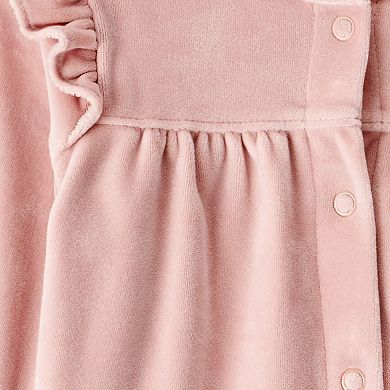 Baby Girl Carter's Velour Long Sleeve Jumpsuit