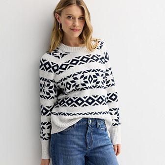 Women's Sonoma Goods For Life® Cozy Heritage Geo Stripe Sweater