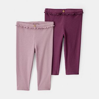 Baby Girl Carter's 2-Pack Ruffle Waist Rib Pants Set