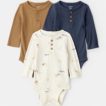 Baby Boy Carter's 3-Pack Elephant Print Long Sleeve Bodysuits