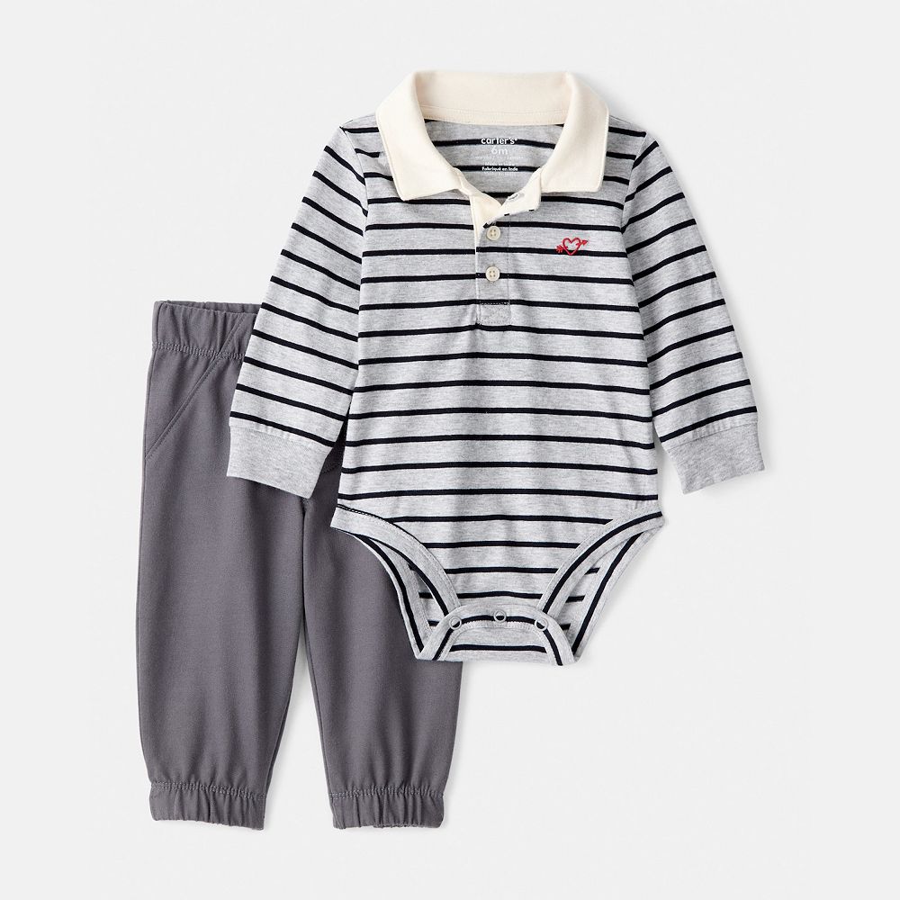 Carter's 3pc Baby Boy Bodysuit, 2-Way Zip-Up Coverall and Pants Set main image 1