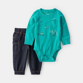 Baby Boy Carter's 2 pc Skiing Print Long Sleeve Bodysuit & Pant Set