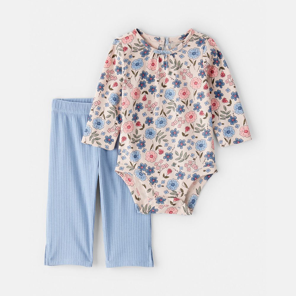 Carter's 2pc Baby Girl Floral Bodysuit Dress & Pink Cardigan Set main image 1