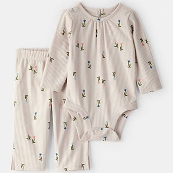 Baby Girl Carter's 2 pc Floral Bodysuit & Pant Set