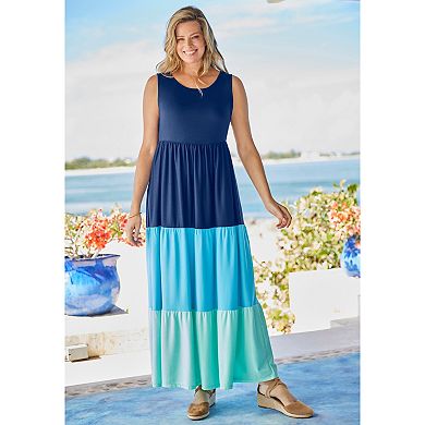 Woman Within Plus Size Colorblock Tiered Dress