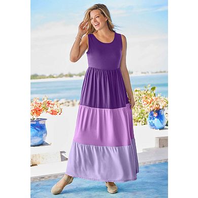 Woman Within Plus Size Colorblock Tiered Dress
