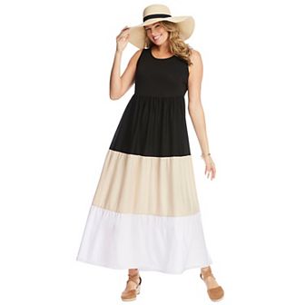 Woman Within Plus Size Colorblock Tiered Dress