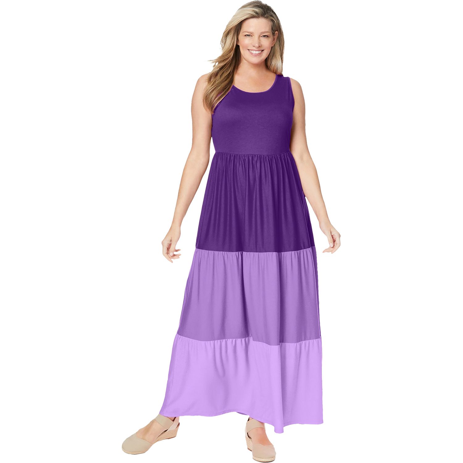 Женские платья Woman Within Plus Size Colorblock Tiered Dress