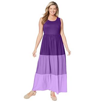 Woman Within Plus Size Colorblock Tiered Dress