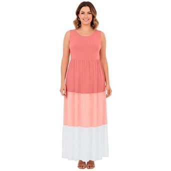 Woman Within Plus Size Colorblock Tiered Dress