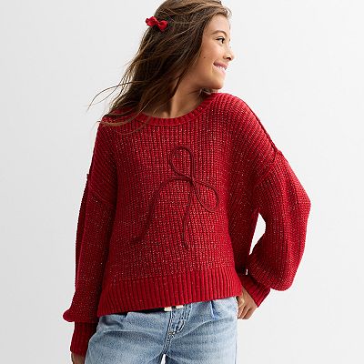 トップス the red thread S big symbol knit red ffion cable stitch wool jumper - red – Damson Madder
