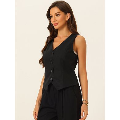 2 Packs Vest Waistcoat for Women Fashion Sleeveless Button Down V Neck Crop Top Summer Vest
