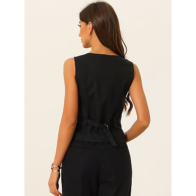 2 Packs Vest Waistcoat for Women Fashion Sleeveless Button Down V Neck Crop Top Summer Vest