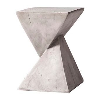 Leisuremod Side Table Square Fiberstone Night Stand Accent Table Glint Series In Marble White
