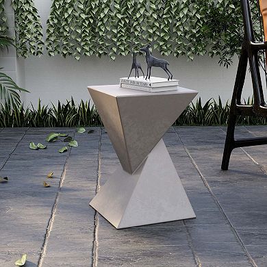 Leisuremod Side Table Square Fiberstone Night Stand Accent Table Glint Series In Marble White