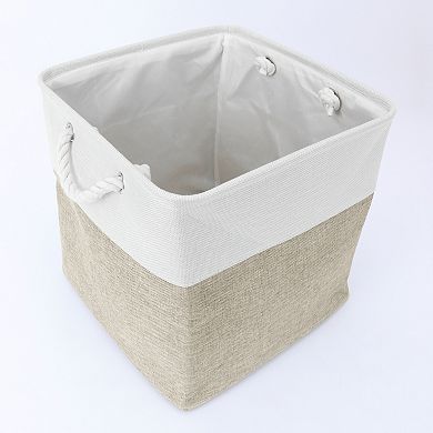 2 Pcs Square Fabric Storage Basket Bin with Handle, Storage Cube for Organizing Clothes