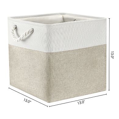 2 Pcs Square Fabric Storage Basket Bin with Handle, Storage Cube for Organizing Clothes
