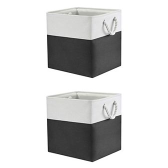 2 pc Square Fabric Storage Basket Bin with Handle, Storage Cube for Organizing Clothes