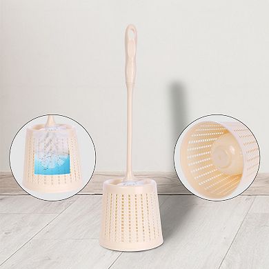 Toilet Brush Wall Mount, Long Handle, Flexible Brush Head, Brush Holder Set 2 Pack 13x42cm