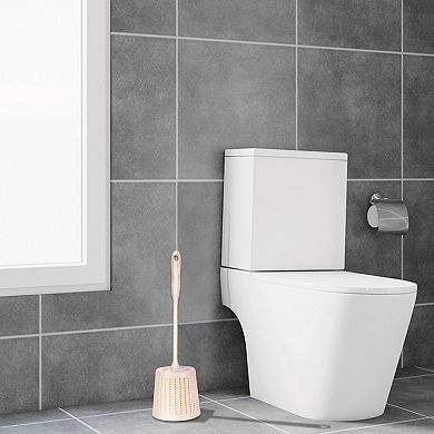 Toilet Brush Wall Mount, Long Handle, Flexible Brush Head, Brush Holder Set 2 Pack 13x42cm