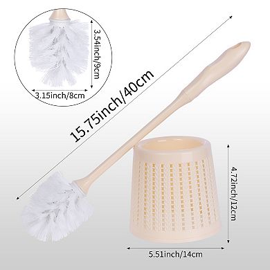 Toilet Brush Wall Mount, Long Handle, Flexible Brush Head, Brush Holder Set 2 Pack 13x42cm