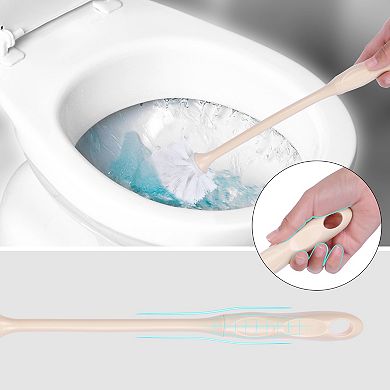 Toilet Brush Wall Mount, Long Handle, Flexible Brush Head, Brush Holder Set 2 Pack 13x42cm