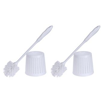 Toilet Brush Wall Mount, Long Handle, Flexible Brush Head, Brush Holder Set 2 Pack 13x42cm