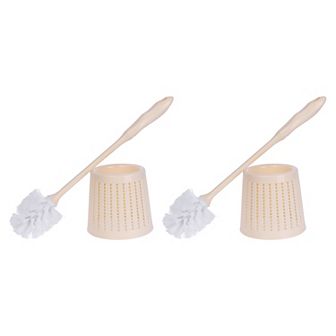 Toilet Brush Wall Mount, Long Handle, Flexible Brush Head, Brush Holder Set 2 Pack 13x42cm