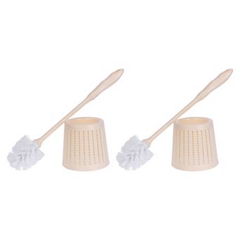 Toilet Brush Wall Mount, Long Handle, Flexible Brush Head, Brush Holder Set 2 Pack 13x42cm