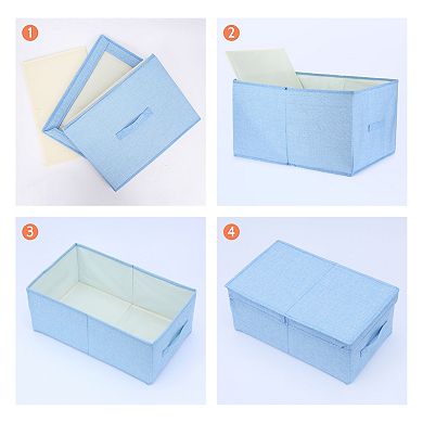 2 Pcs Fabric Storage Bins Cube with Lid and Handle for Shelves Closet, Storage Basket