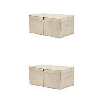 2 pc Fabric Storage Bins Cube with Lid and Handle for Shelves Closet, Storage Basket