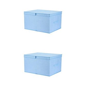 2 pc Fabric Storage Bins Cube with Lid and Handle for Shelves Closet, Storage Basket
