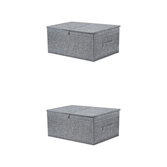 2 pc Fabric Storage Bins Cube with Lid and Handle for Shelves Closet, Storage Basket