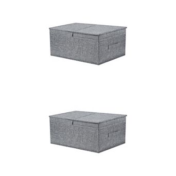 2 pc Fabric Storage Bins Cube with Lid and Handle for Shelves Closet, Storage Basket
