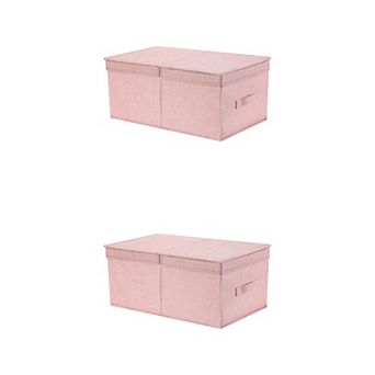 2 pc Fabric Storage Bins Cube with Lid and Handle for Shelves Closet, Storage Basket