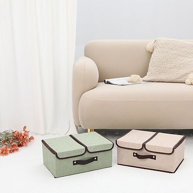 2 Pcs Storage Bin Basket with Handle and Lid for Shelves Closet, Fabric Storage Cube