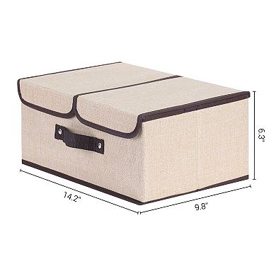 2 Pcs Storage Bin Basket with Handle and Lid for Shelves Closet, Fabric Storage Cube