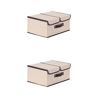 2 pc Storage Bin Basket with Handle and Lid for Shelves Closet, Fabric Storage Cube