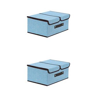 2 pc Storage Bin Basket with Handle and Lid for Shelves Closet, Fabric Storage Cube