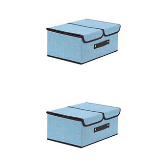 2 pc Storage Bin Basket with Handle and Lid for Shelves Closet, Fabric Storage Cube