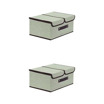 2 pc Storage Bin Basket with Handle and Lid for Shelves Closet, Fabric Storage Cube