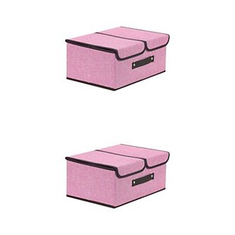 2 pc Storage Bin Basket with Handle and Lid for Shelves Closet, Fabric Storage Cube