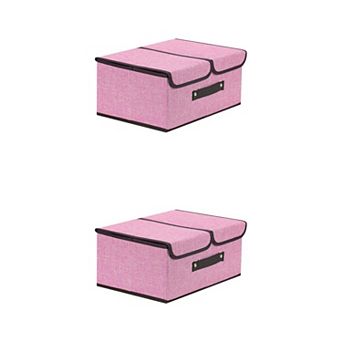 2 pc Storage Bin Basket with Handle and Lid for Shelves Closet, Fabric Storage Cube