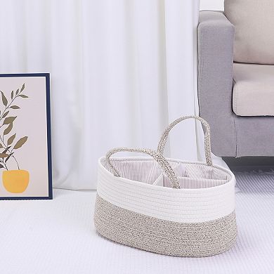 2 Pcs Woven Storage Basket Bin with Divider and Handle for Blankets, Clothes, Organizer Bin