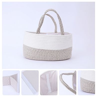 2 Pcs Woven Storage Basket Bin with Divider and Handle for Blankets, Clothes, Organizer Bin