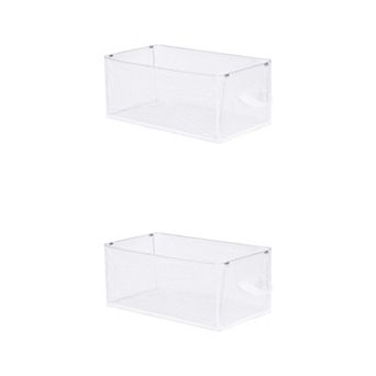 2 pc Storage Cube, Clear Storage Bin with Handles for Shelves Closet, Basket for Organizing Clothes