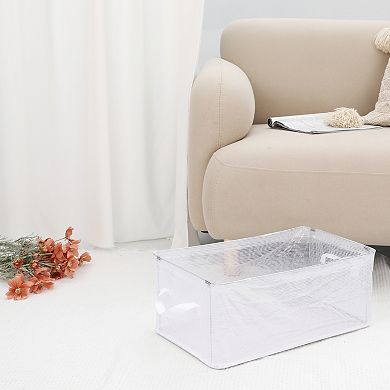 2 Pcs Storage Cube, Clear Storage Bin with Handles for Shelves Closet, Basket for Organizing Clothes